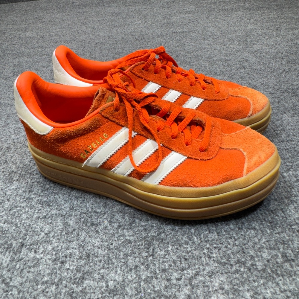 adidas Gazelle Bold Platform Shoes Womens 8.5 Orange Suede Low Top Sneakers Gum